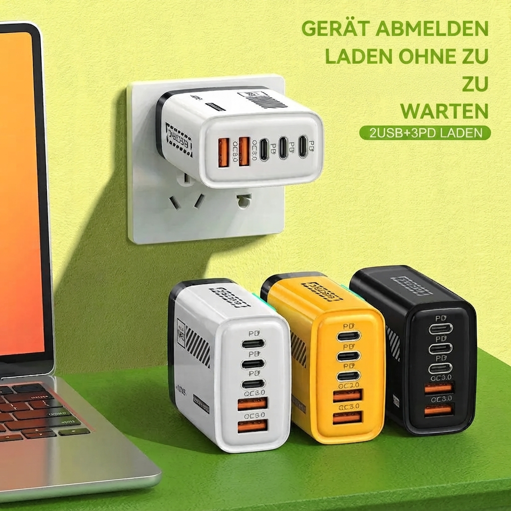 5-Port Schnellladegerät Type C USB C Wandladegerät 240W – Bild 3