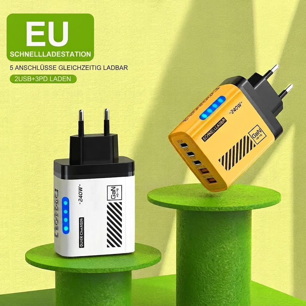 5-Port Schnellladegerät Type C USB C Wandladegerät 240W – Bild 4