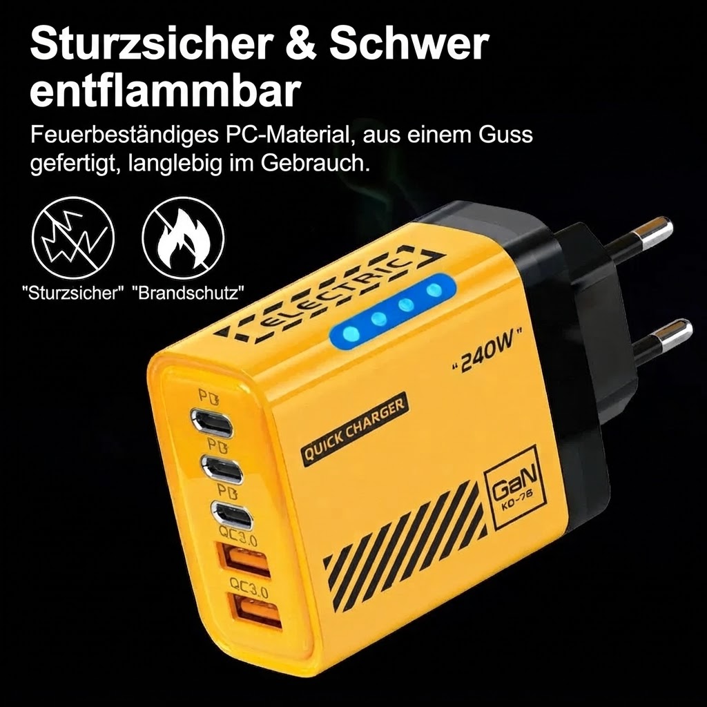 5-Port Schnellladegerät Type C USB C Wandladegerät 240W – Bild 1