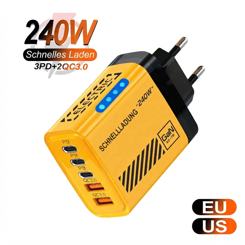 5-Port Schnellladegerät Type C USB C Wandladegerät 240W – Bild 2