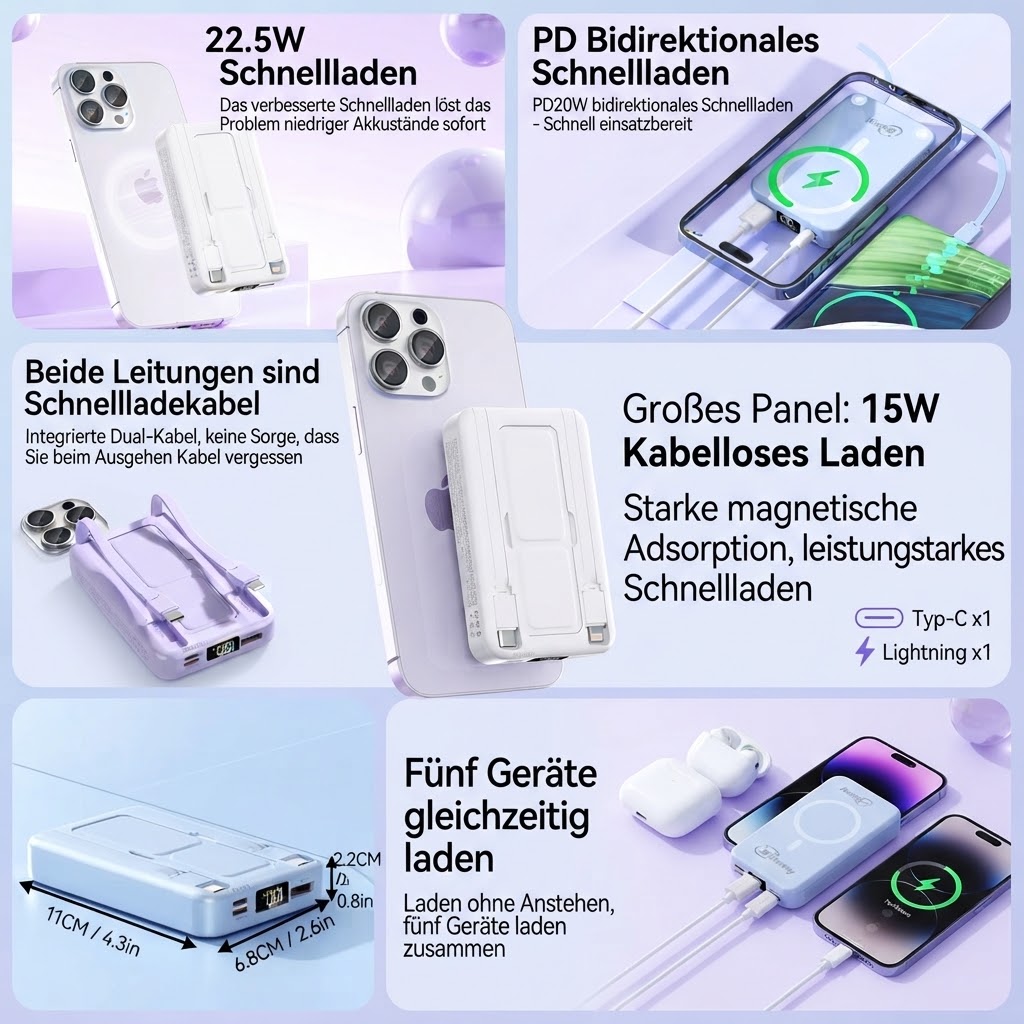 Winsway 10000 mAh faltbare magnetische Powerbank – Bild 3